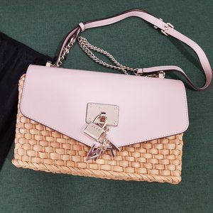 DKNY leather straw summer bag